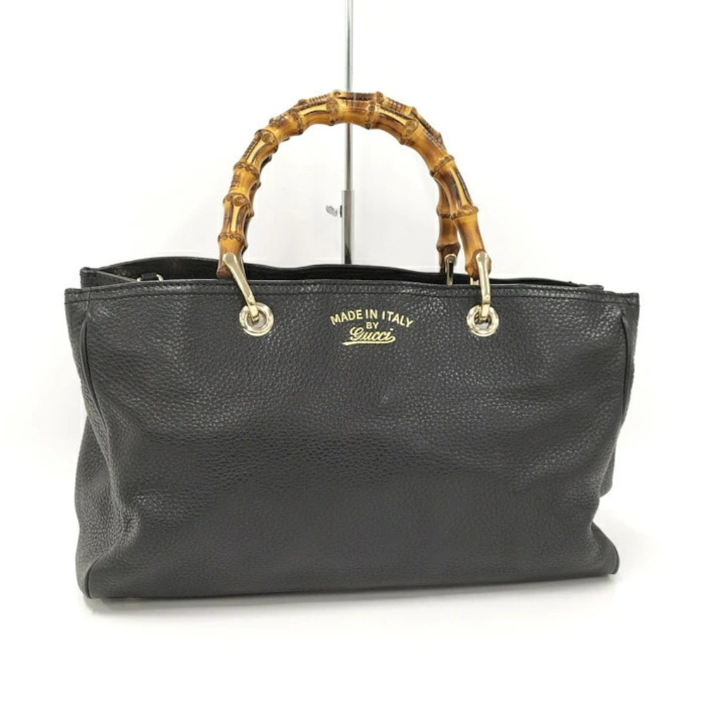 Gucci Handbag Bamboo Handle Leather Black